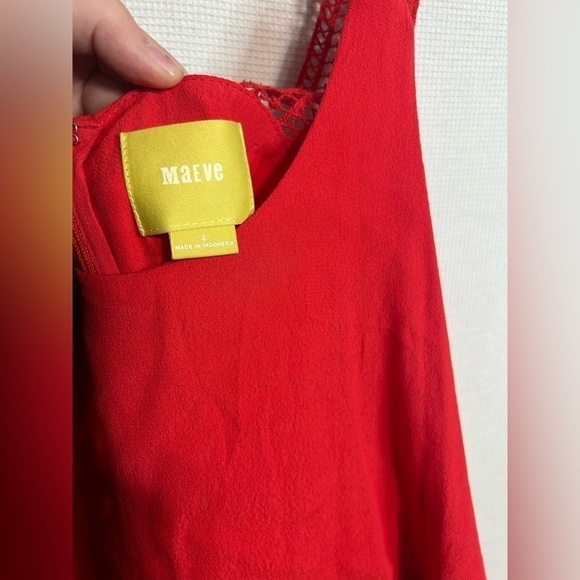 Anthropologie Maeve viscose blend cocktail casual red tiered dress - Picture 4 of 9